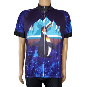 Cyhaen CoolMax Cycling Jersey SS Men's XXL Zip Front Back Pockets NWT Penguin